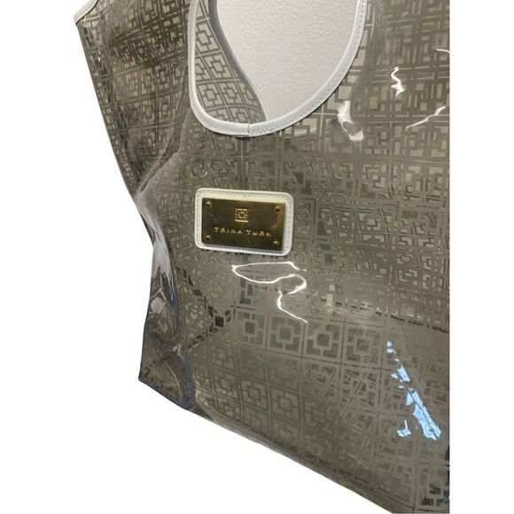 Trina Turk Clear Grey and White Large Tote Bag Branded - Picture 2 of 11